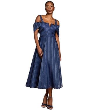 Coast Organza Bardot Midi Dress - Blue