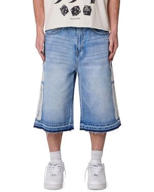 MNML Ultra baggy Bone Denim Shorts - Blue
