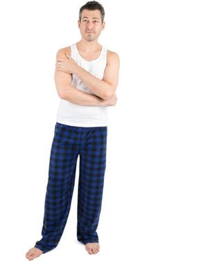 Leveret Plaid Micro Fleece Pants - Blue