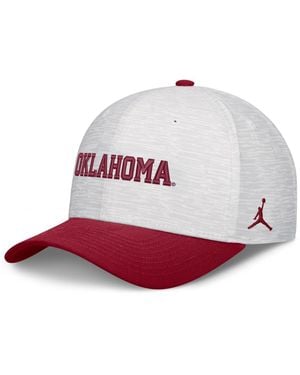 Nike And White/crimson Oklahoma Sooners Primetime Rise Adjustable Hat