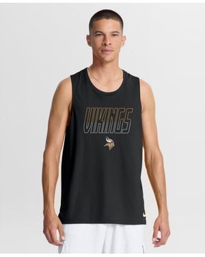 Nike Minnesota Vikings Kickoff Miler Crew Neck Screen Print Graphics Tank Top - Black