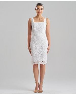 Natori Leaflet Lace Square Neck Dress - White