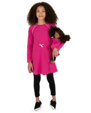 Leveret Girls Matching Girl & Doll Drawstring Cinch-waist Long Sleeve Dress - Pink