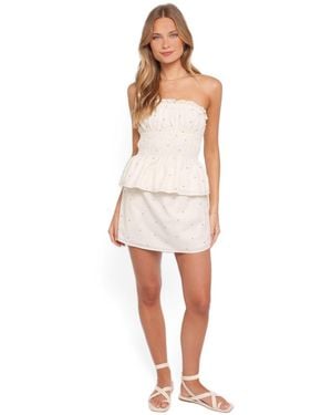 Petal & Pup Luna Strapless Peplum Top And Skirt - White