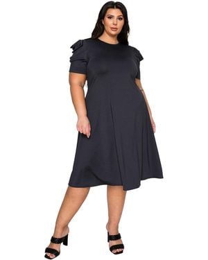 L I V D Plus Size Aleyna Flare Dress - Blue