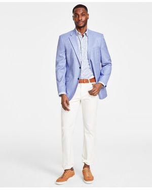 Nautica Modern-fit Stretch Solid Crush Weave Sport Coat - Blue