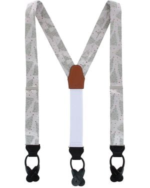 Trafalgar Y-back Silk-blend Christmas-tree Suspenders - White