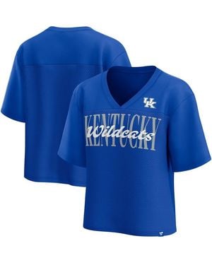 Fanatics Kentucky Wildcats Tall Script Overlay Mesh V-neck Fashion Top - Blue