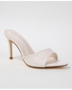 BERNESS Jessa Croc Embossed Stiletto Slide Sandals - White