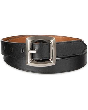 Calvin Klein Two-in-one Reversible Puffed Beveled Edge Buckle Belt - Black