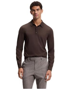 BOSS Boss By H-lancione Merino-wool Regular-fit Polo Sweater - Brown