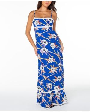 Roxy Balmy Sunset Straight Neck Maxi Dress - Blue