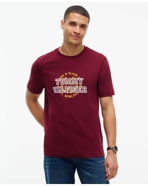 Tommy Hilfiger Graphic Varsity Roundel Crewneck T-shirt - Red