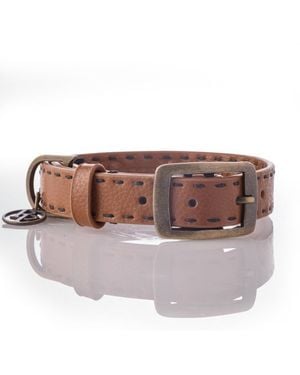Pet Passion Rein The Saddle Stitch Faux Leather Collar - Brown