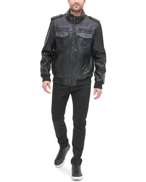 Levi's Sherpa Lined Faux Leather Aviator Bomber - Black