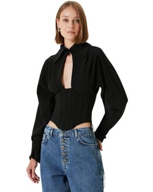 Pcfg Tops And Tees Wool-blend Corset Blouse - Blue