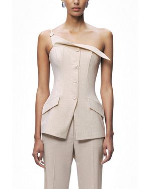 Nocturne Asymmetric One-shoulder Blouse - White