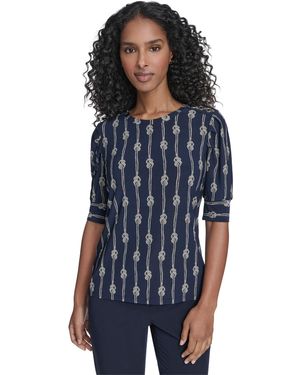 Tommy Hilfiger Rope Knot Short Sleeve Crewneck Top - Blue