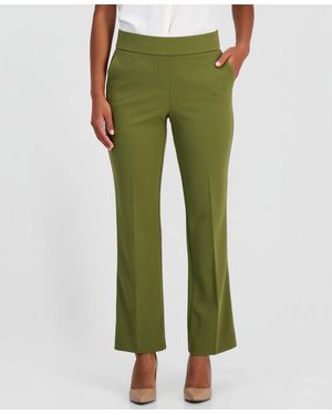 Anne Klein Essentials Ak Anne Klein Petite Pull-on Straight-leg Pants - Green