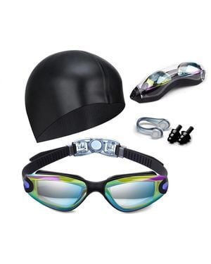 Gnuadz Swim goggles Nose Clip Earplugs Cap Case - Black