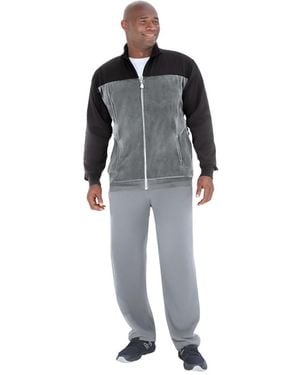 Kingsize Big & Tall Colorblock Velour Tracksuit - Black