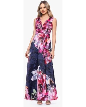 Betsy & Adam V-neck Burnout Floral Dress - White