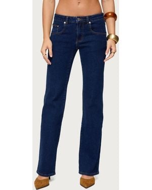 Edikted Jemima Contrast Stitch Low Rise Jeans - Blue