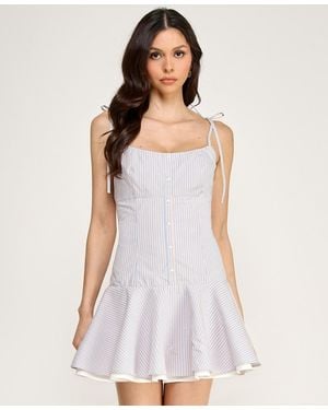 Seni & Cade Stripe Square Neck Mini Dress - White