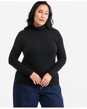 On 34th Plus Size Modal-blend Mockneck Long-sleeve Top - Black