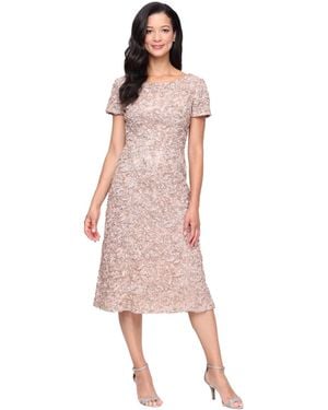 Alex Evenings Boat Neck A-line Midi Dress - Pink