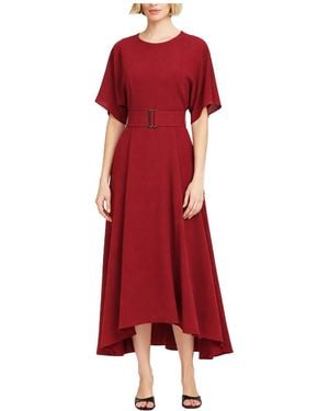 Elle Collection Belted Midi Dress - Red