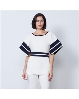 Etcetera Pullover Two-color Tunic Blouse Fathom - White