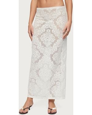 Edikted Violette Sheer Lace Maxi Skirt - White