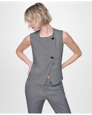 DKNY Petite Sleeveless Asymmetrical Vest - Gray