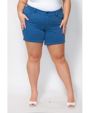 Slink Jeans Plus Size Denim Mid Rise Shorts - Blue