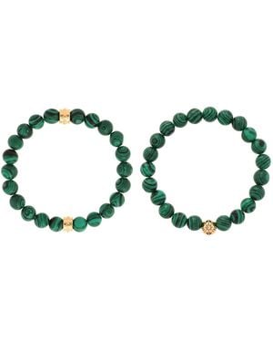 charged Stone Beaded Motif 2 Pieces Bracelet Set - Green