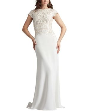 Tadashi Shoji Isadora Embroidered Crepe Gown - White
