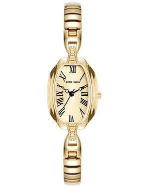 Anne Klein Quartz Oval Champagne Dial Alloy Metal Bracelet Watch 19mm - Metallic
