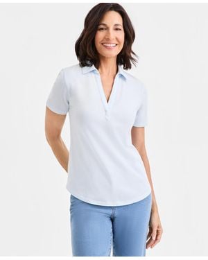 Style & Co. Short-sleeve Knit Polo Shirt - White