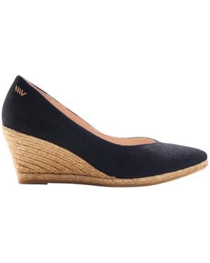VISCATA Roses Canvas V Cut Espadrille Wedges - Blue
