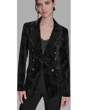 BCBGMAXAZRIA Embellished Long Sleeve Blazer - Black
