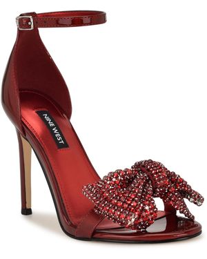 Nine West Tansie Embellished High Stiletto Dress Sandals - Red