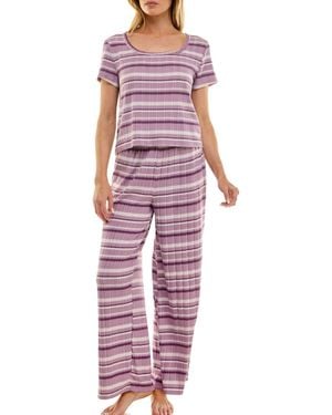 Roudelain 2-piece Striped Sleepwear Set - Red