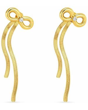 Rebl Jewelry Bow Chain Drop Earring - Metallic