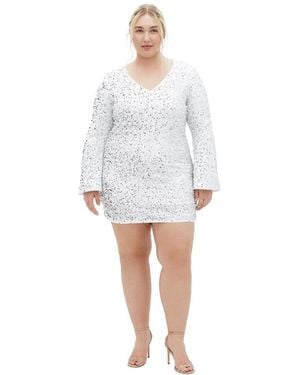 City Chic Plus Size Sequin Neptune Dress - White