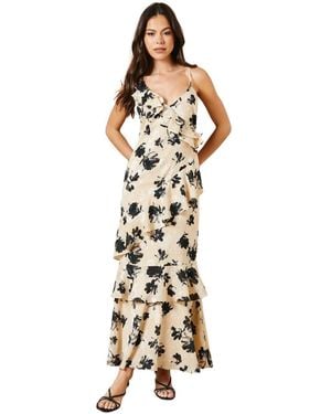 Oasis Asymmetric Tiered Midi Dress - Metallic