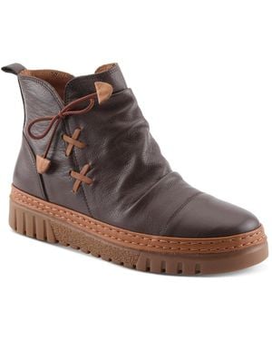 Spring Step Azura Vandis Ruched Leather Ankle Bootie - Brown
