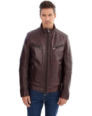 Regency Leathers Gunnar Leather Biker Jacket - Brown