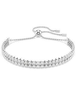 Swarovski Matrix Round Cut Rhodium Plated Tennis Bracelet - White