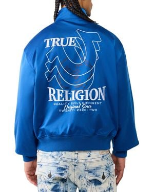 TRUE RELIGION Satin Bomber Jacket - Blue